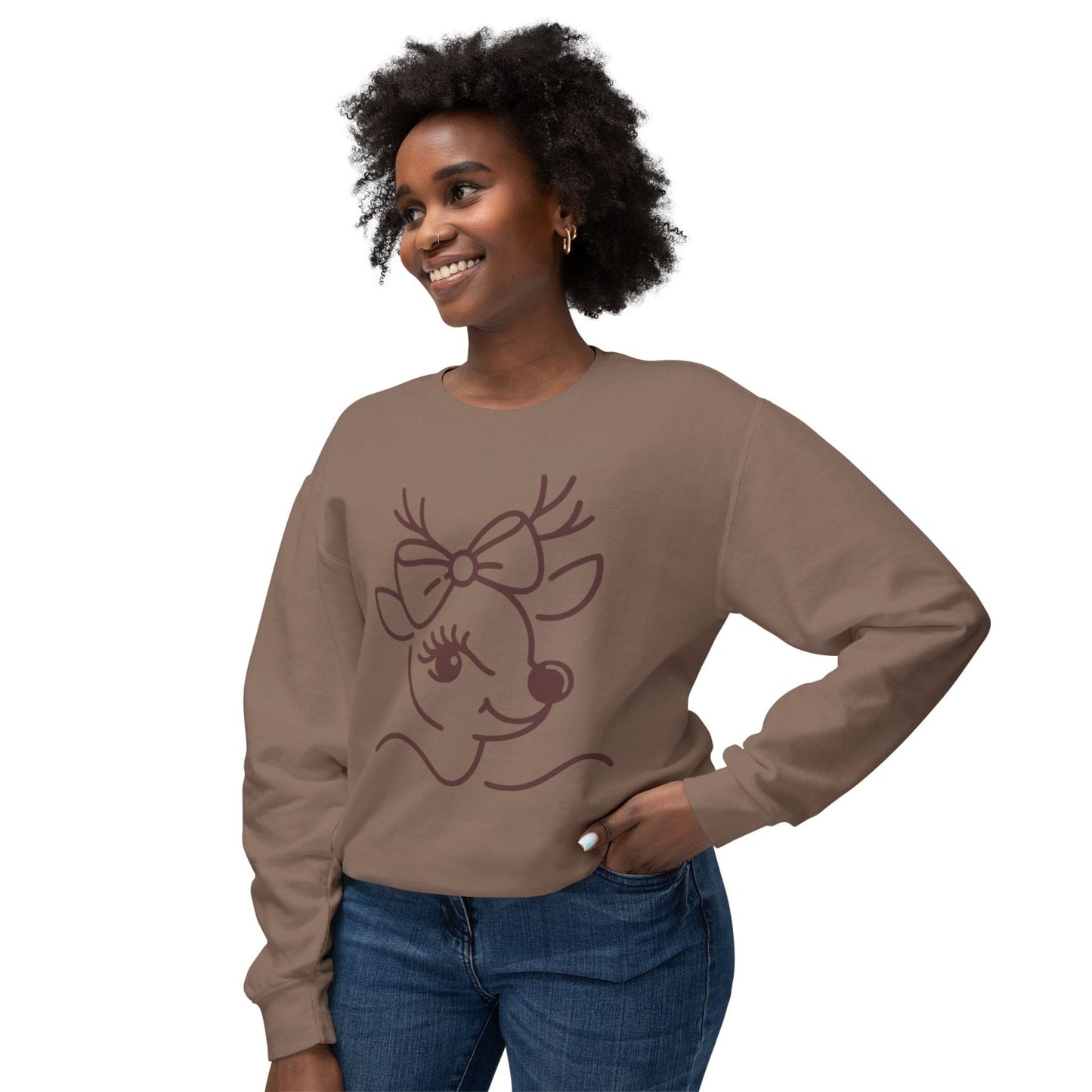 Comfy Sweatshirt with Coquette Inspired Reindeer