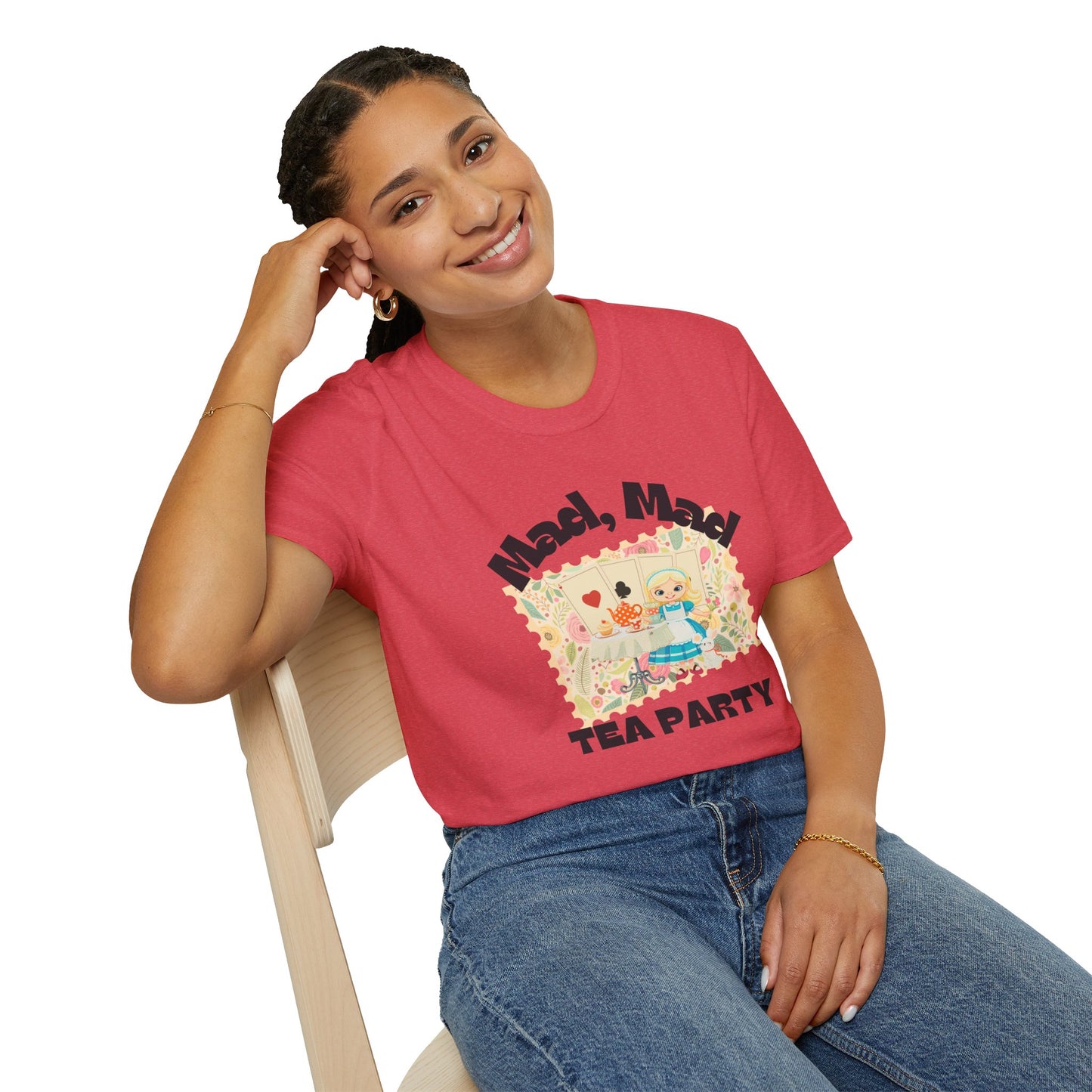 Mad, Mad Tea Party Unisex Softstyle T-Shirt - Fun & Whimsical Design for Kids Parties