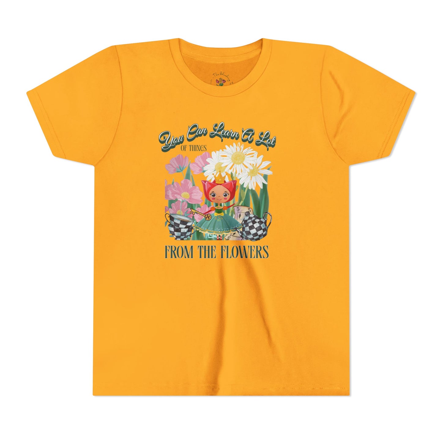 Wonderland Inspired Flower Youth Short Sleeve Tee