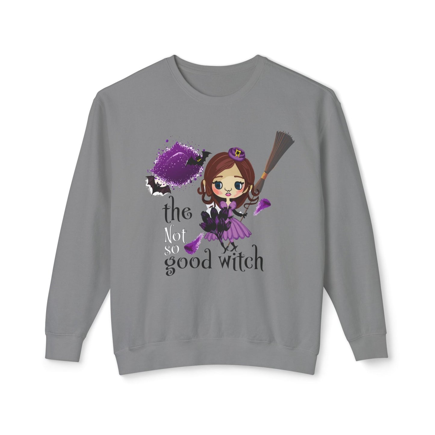 Vintage Inspired Halloween Sweatshirt Featuring A Batty Witch