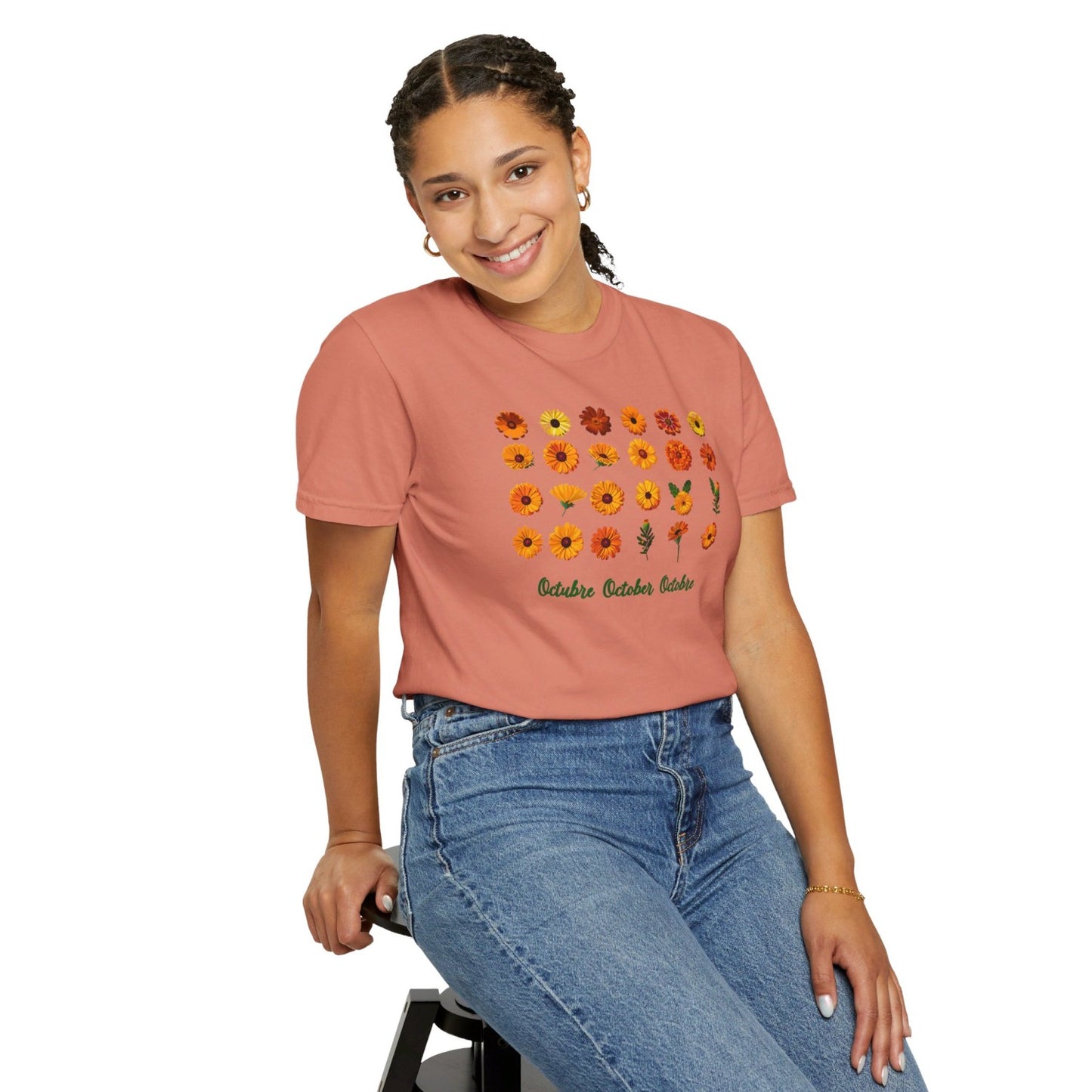 October Inspired Floral T-Shirt Featuring Marigolds