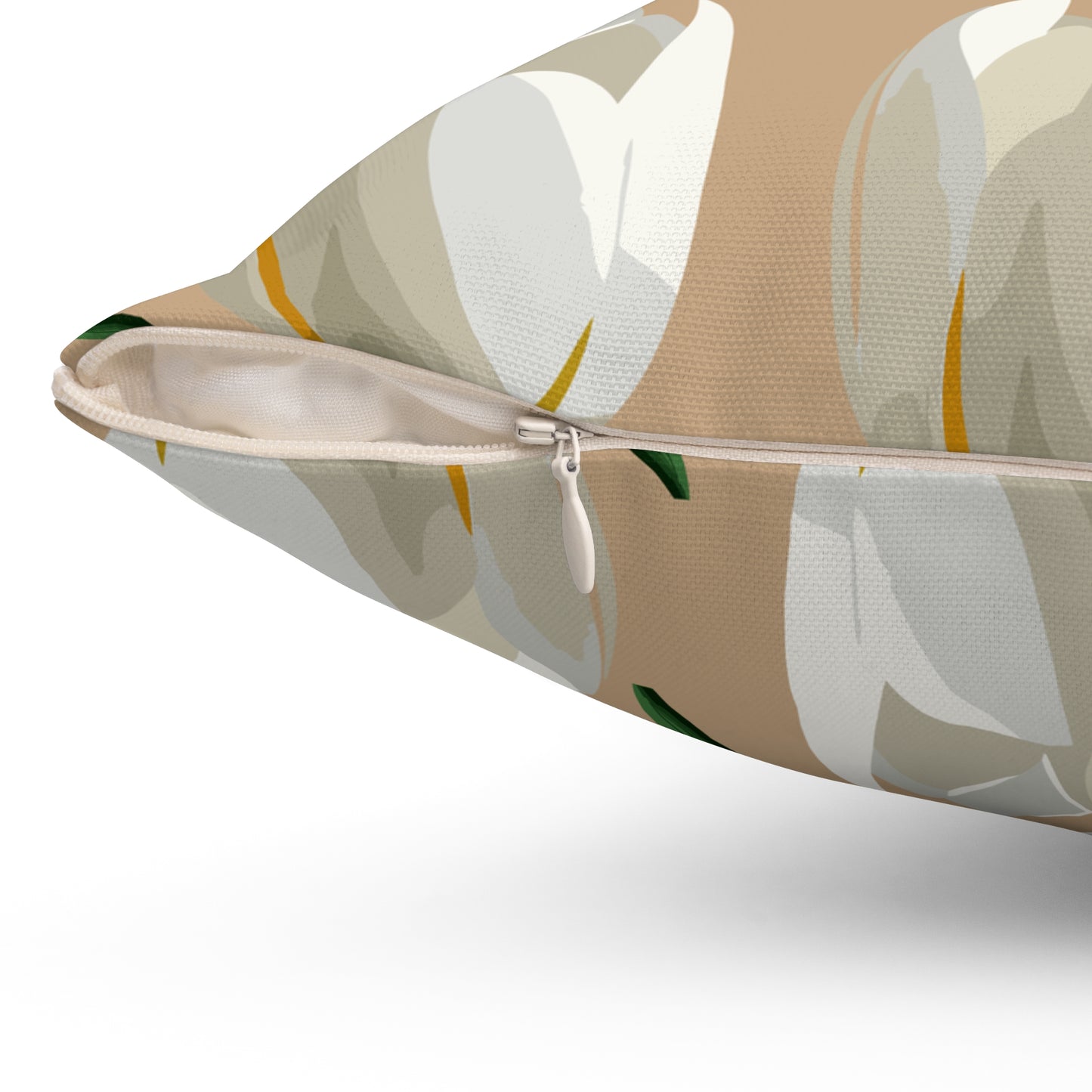 White Tulips and Sand Spun Polyester Square Pillow