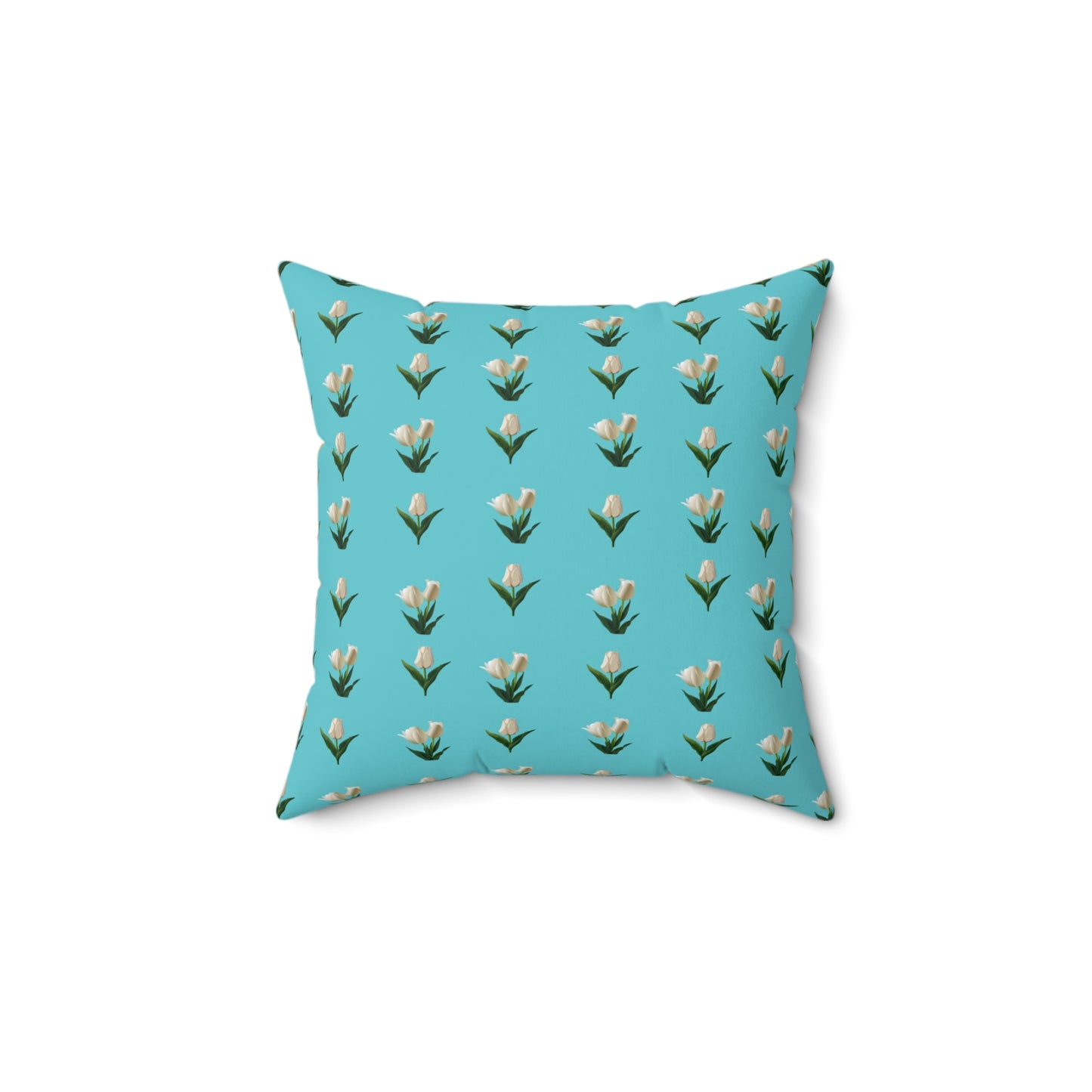 Turquoise Tulip Spun Polyester Square Pillow
