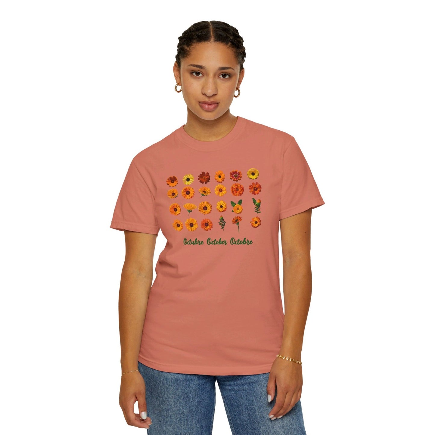 October Inspired Floral T-Shirt Featuring Marigolds
