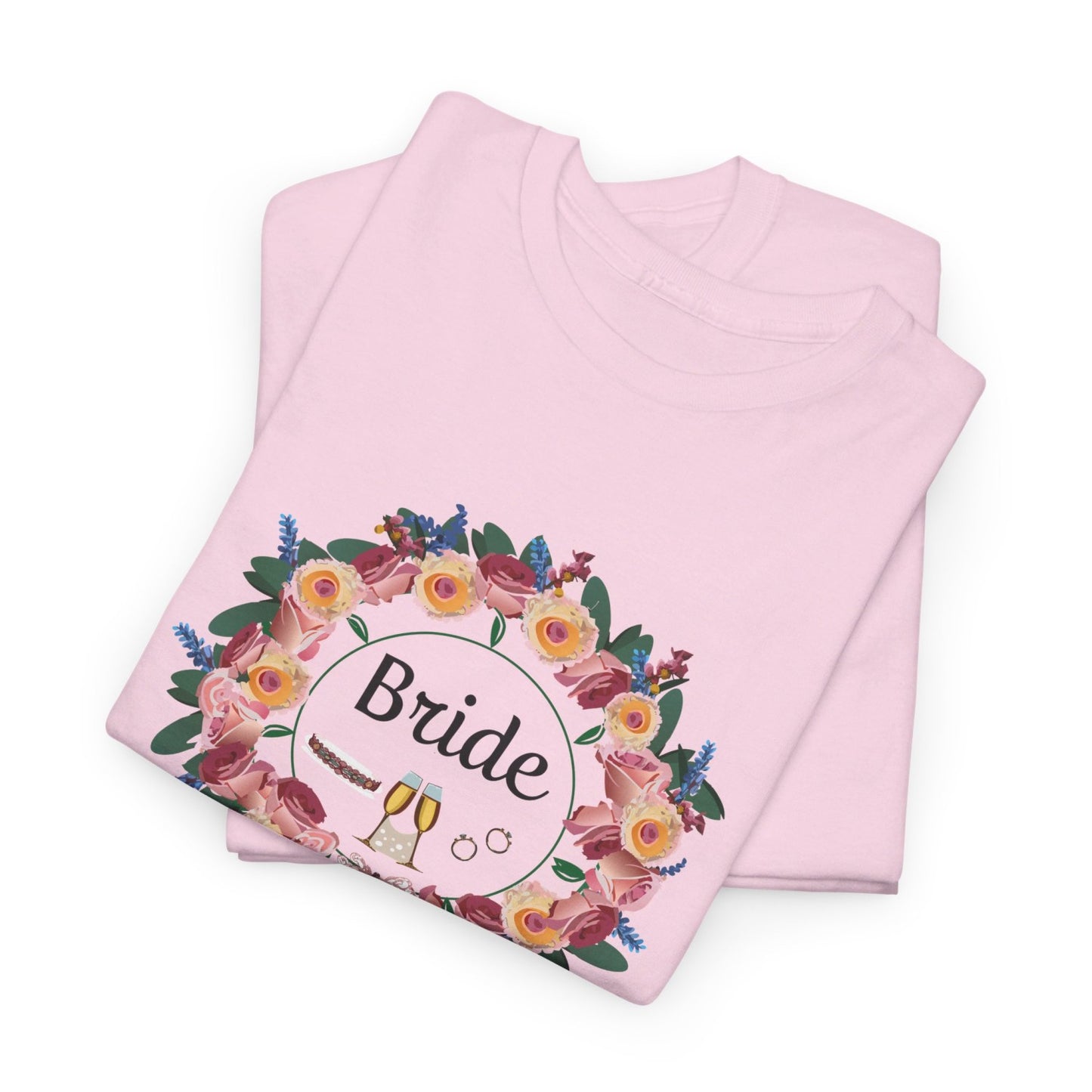 Bride Floral Wreath Heavy Cotton Bachelorette Party Tee