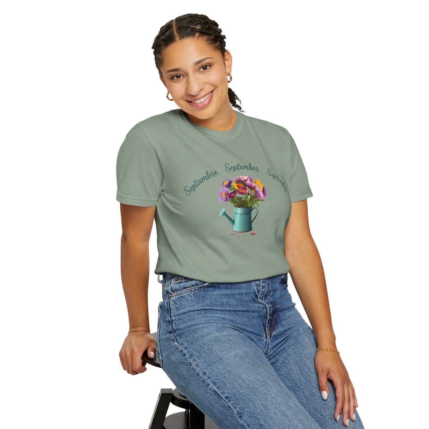 September Inspired Floral T-Shirt Featuring Aster Flowers