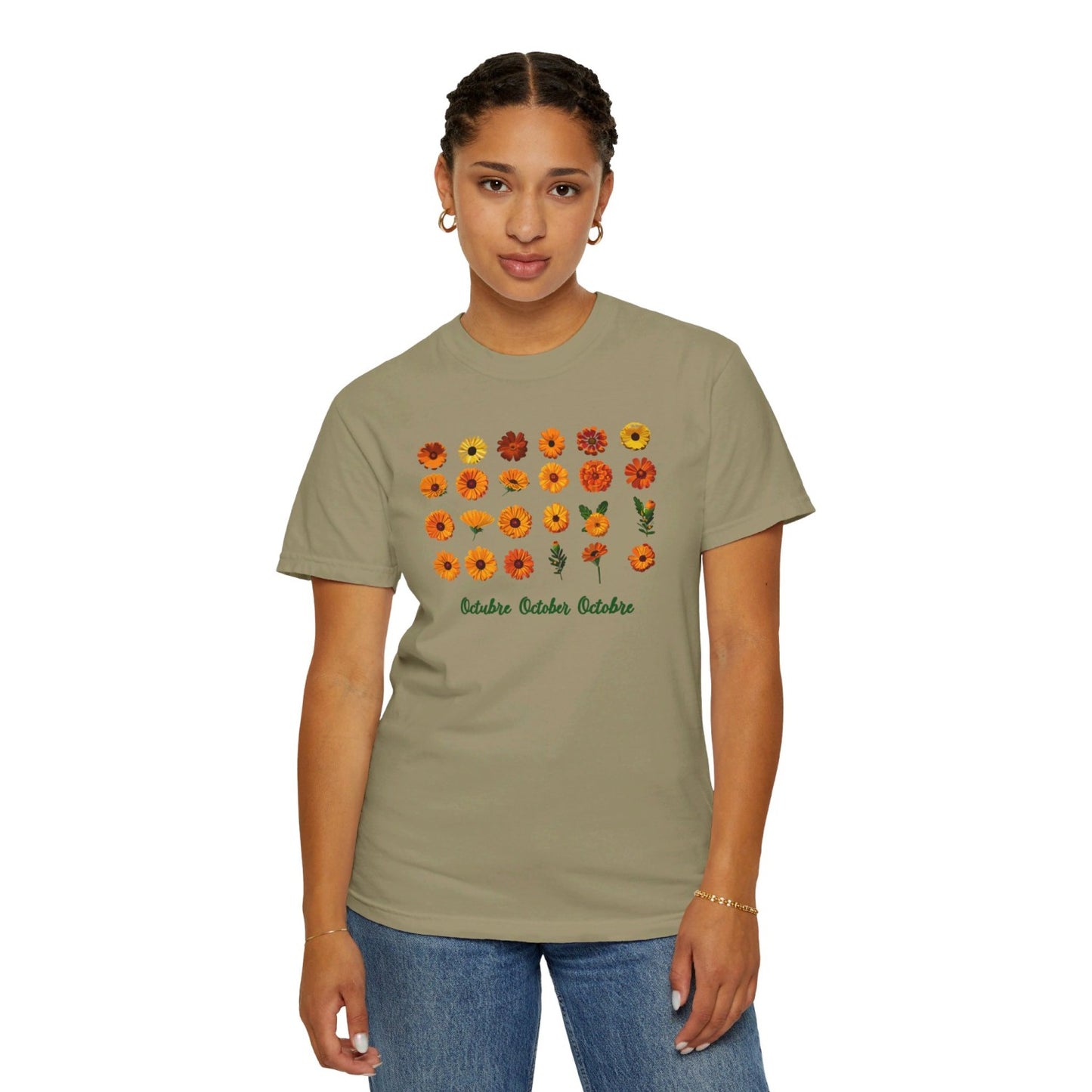 October Inspired Floral T-Shirt Featuring Marigolds