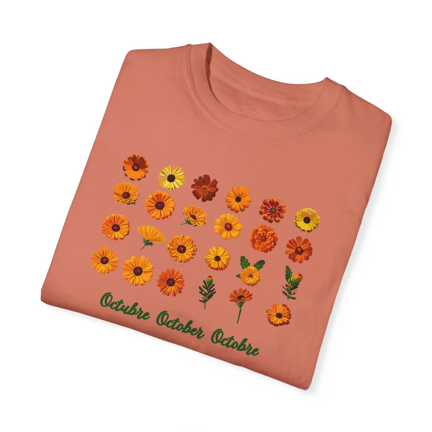 October Inspired Floral T-Shirt Featuring Marigolds