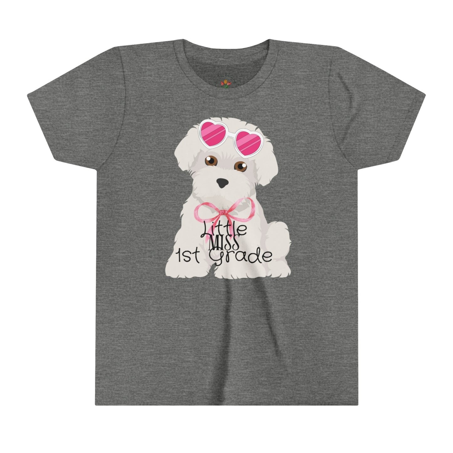 First Grade Back to School Tee Featuring White Fluffy Maltese