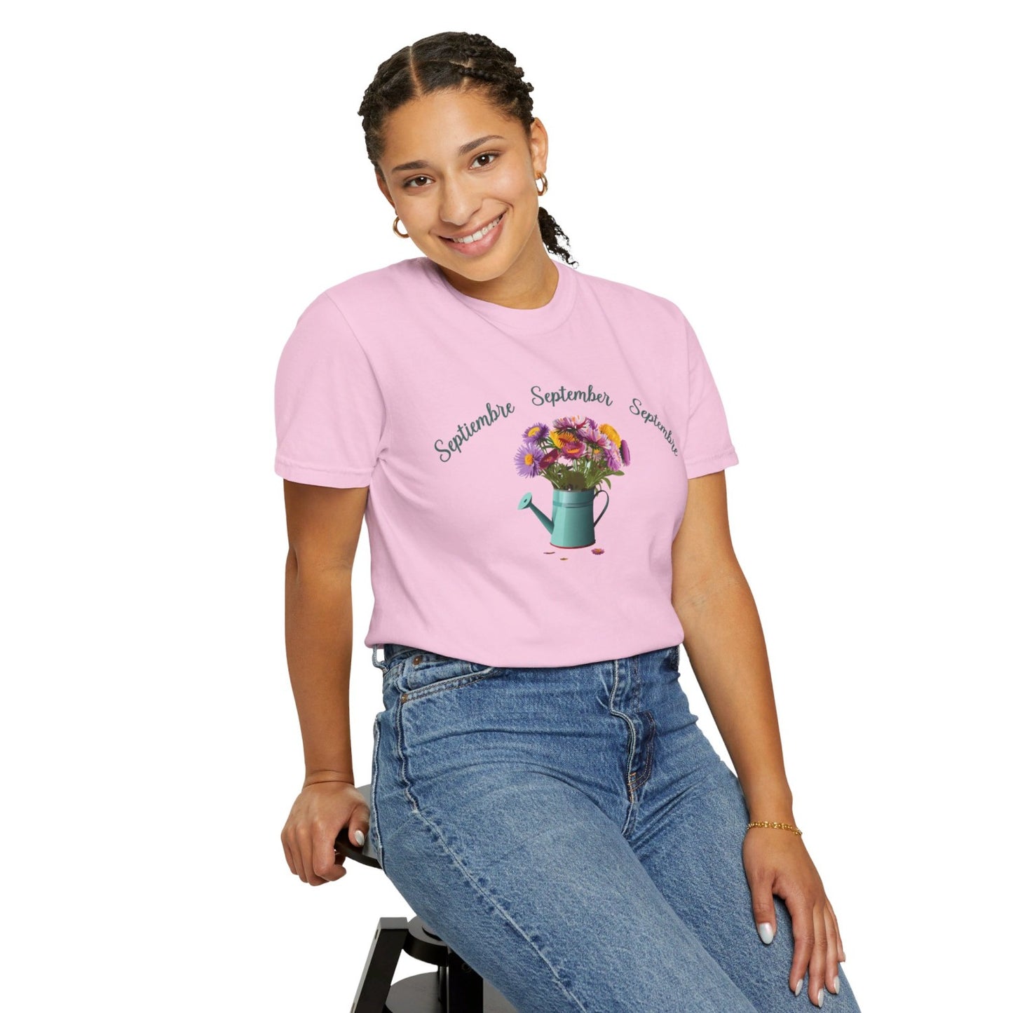 September Inspired Floral T-Shirt Featuring Aster Flowers
