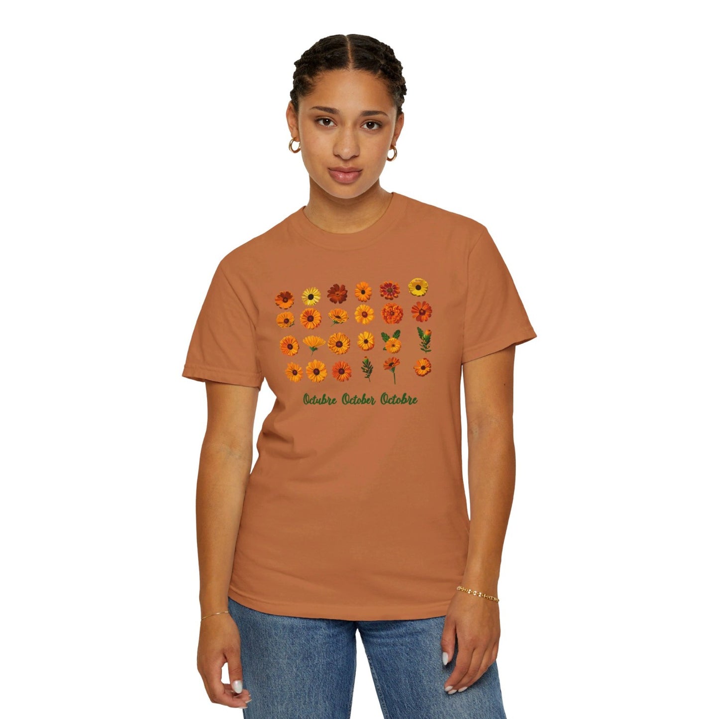 October Inspired Floral T-Shirt Featuring Marigolds