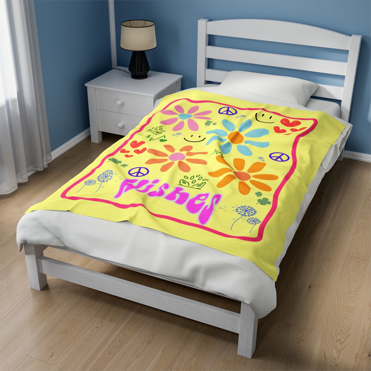 Bohemian Inspired Floral Velveteen Plush Blanket