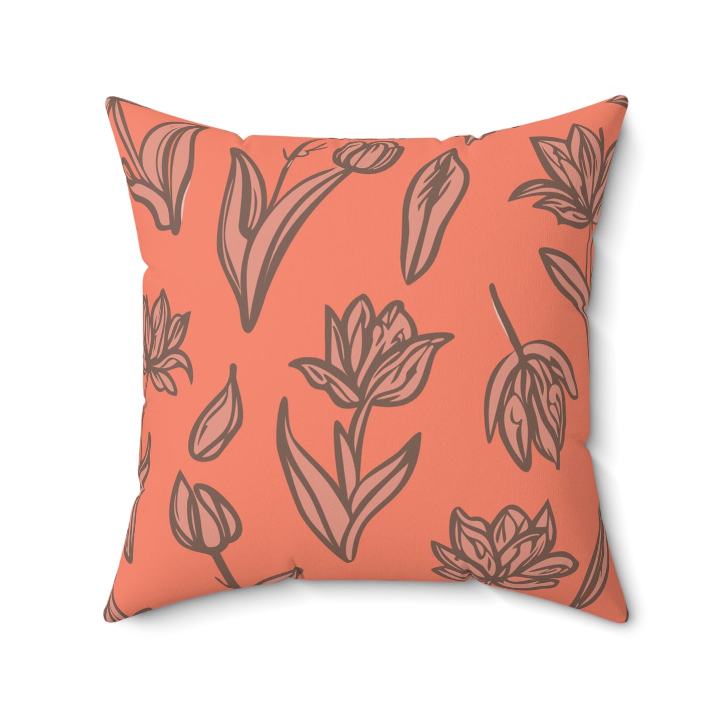 Chic Square Pillow Featuring Fringed Parrot Tulip Pattern