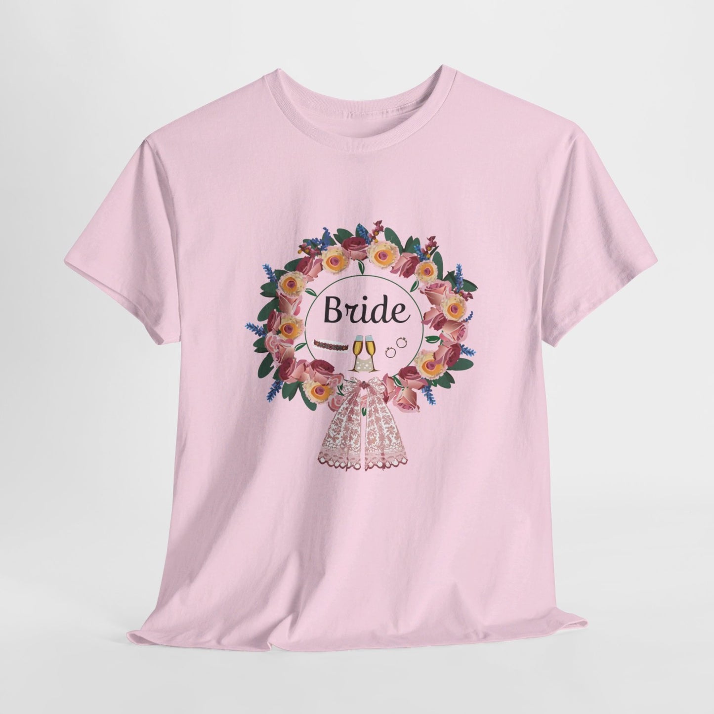 Bride Floral Wreath Heavy Cotton Bachelorette Party Tee