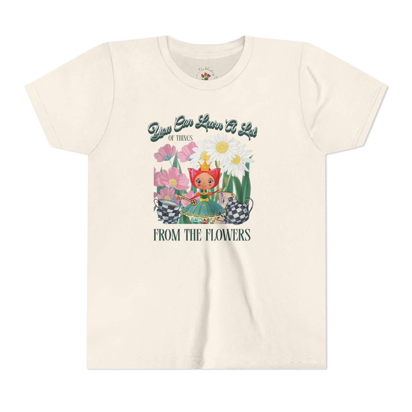 Wonderland Inspired Flower Youth Short Sleeve Tee