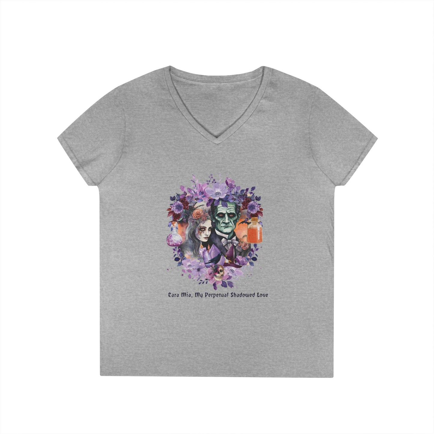 Frankenstein Love V-Neck T-Shirt, Halloween Gift, Gothic Shirt, Vintage Inspired Tee, Horror Fashion