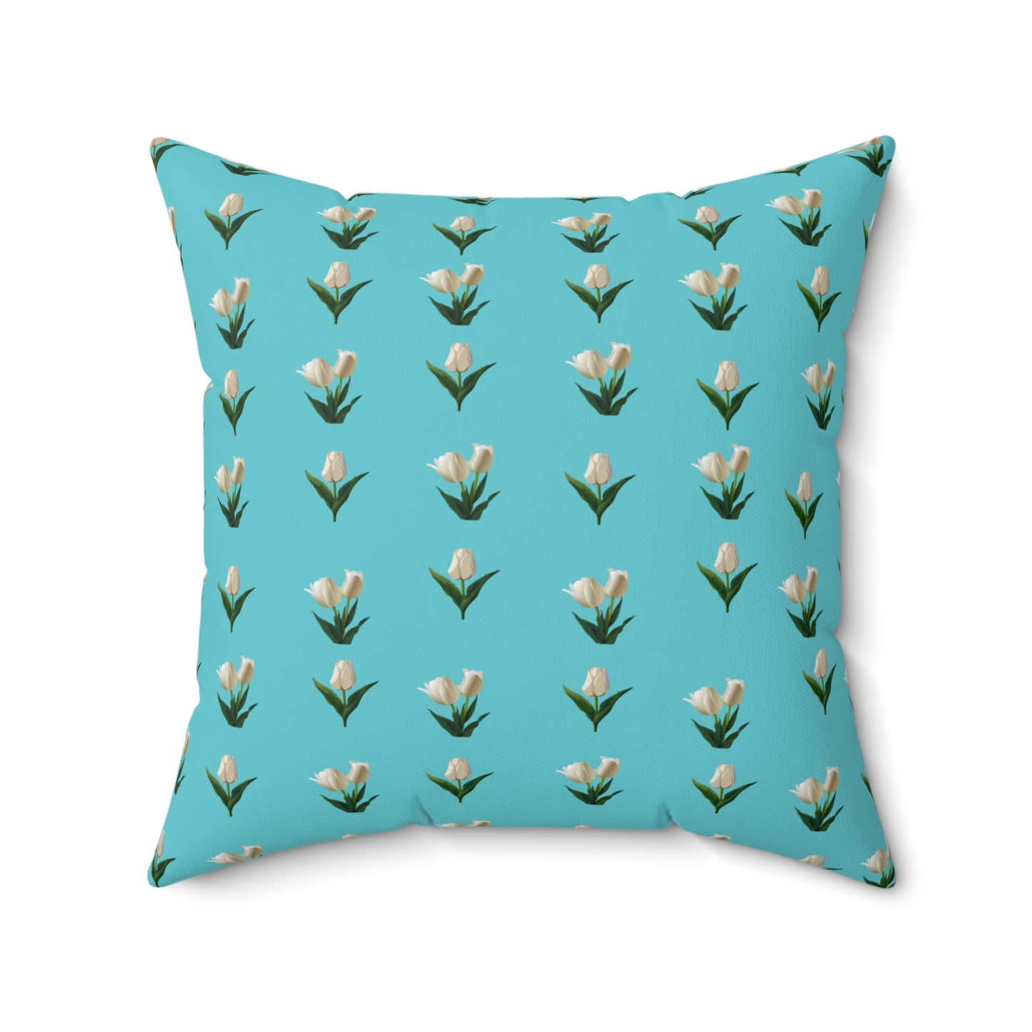 Turquoise Tulip Spun Polyester Square Pillow