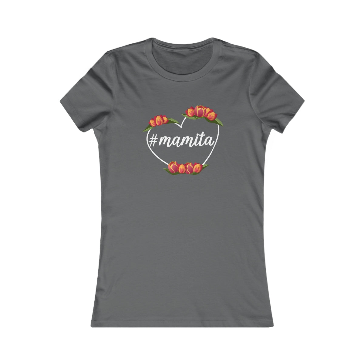 Cute Black Tee for Women with Hashtag Mamita Heart Design