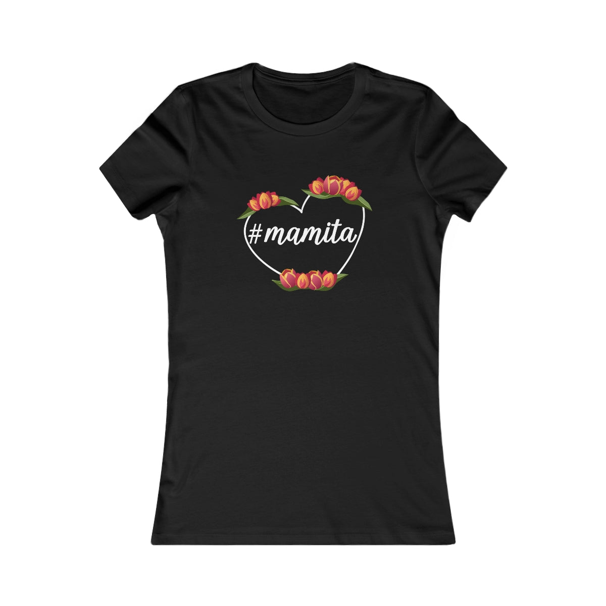 Cute Black Tee for Women with Hashtag Mamita Heart Design