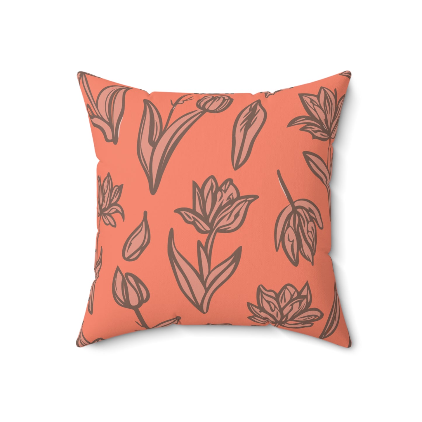 Chic Square Pillow Featuring Fringed Parrot Tulip Pattern
