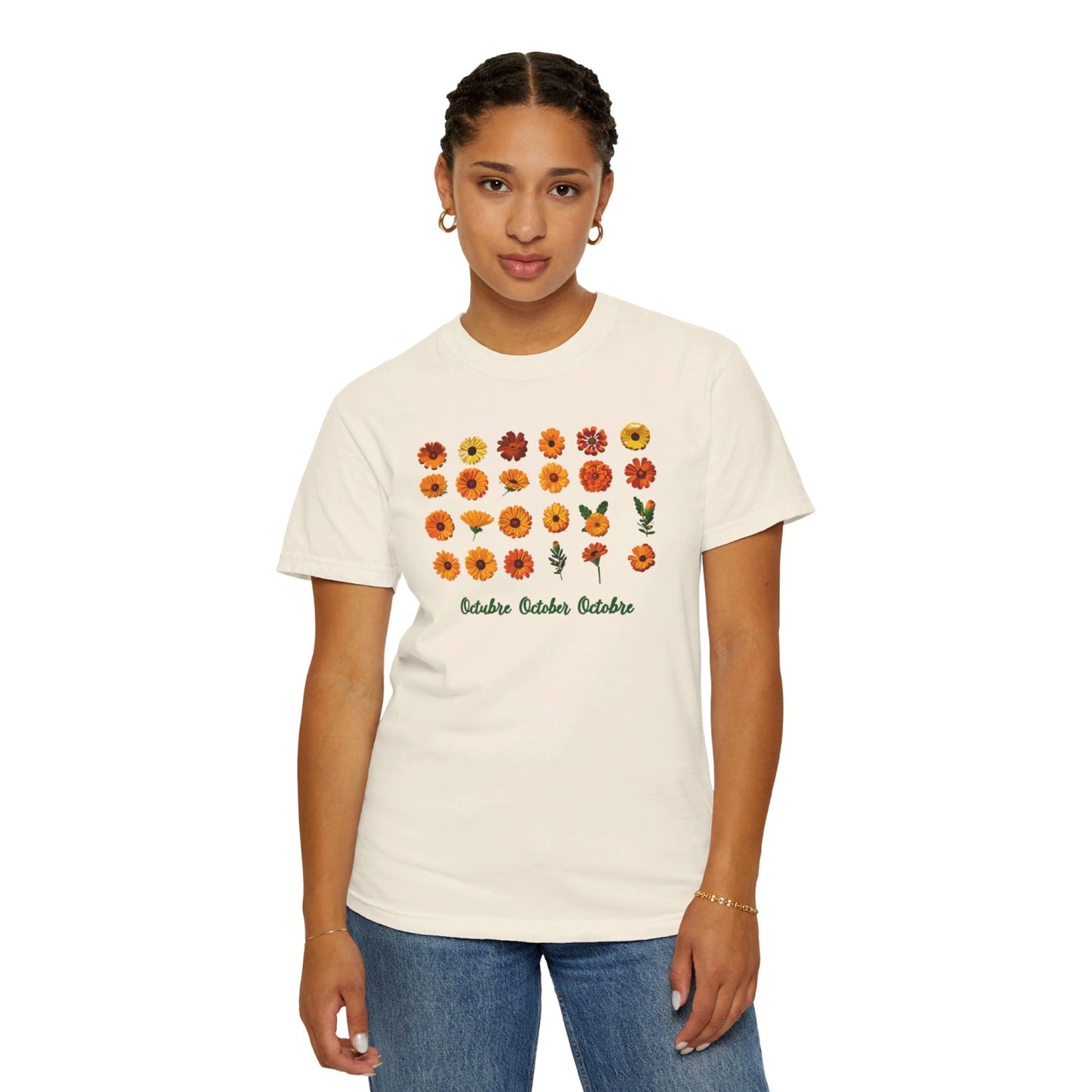 October Inspired Floral T-Shirt Featuring Marigolds