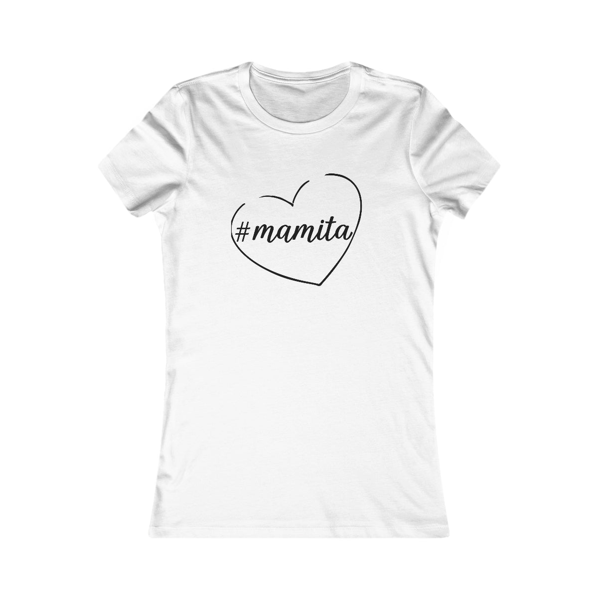 Cute White Tee for Women with Simple Hashtag Mamita Heart Design