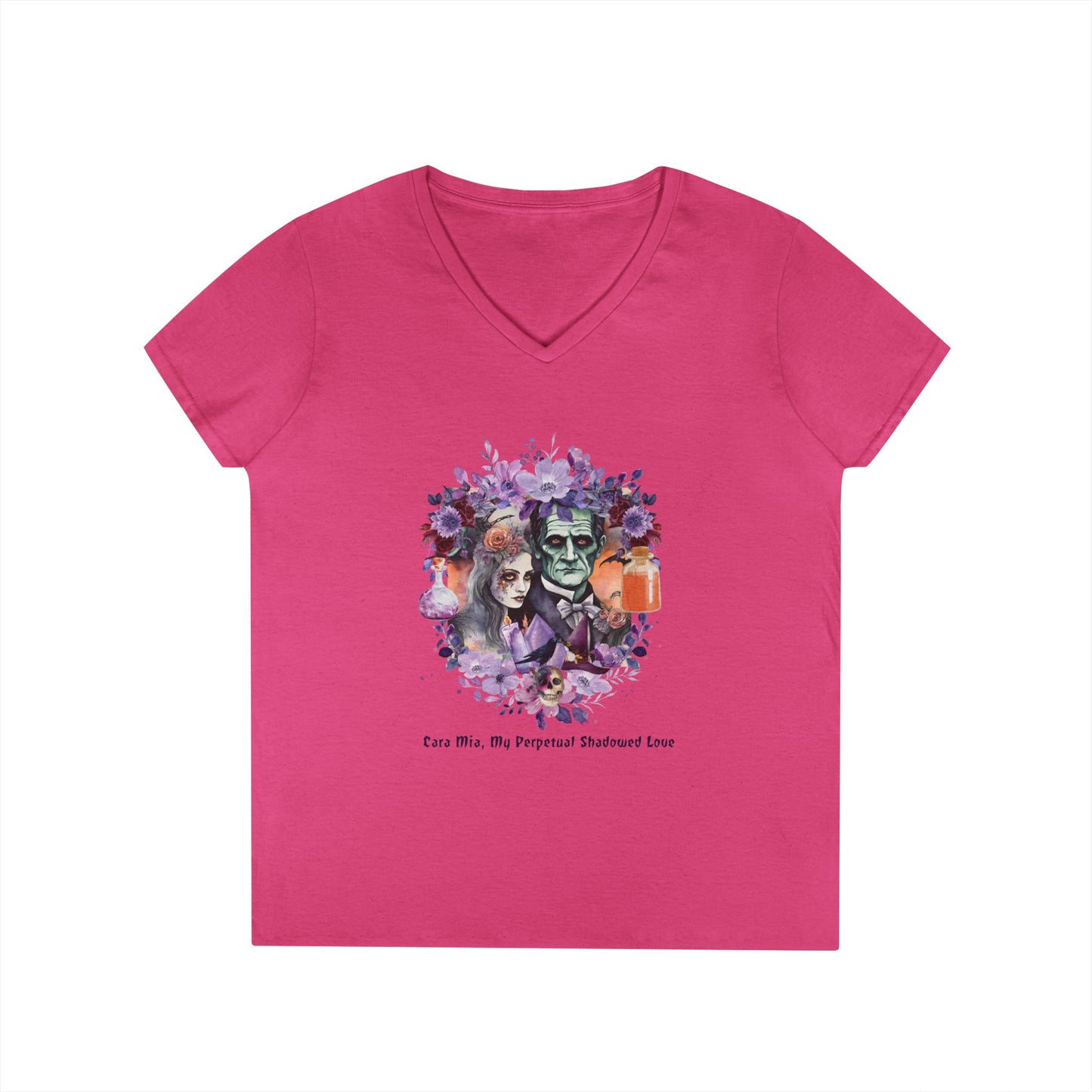 Frankenstein Love V-Neck T-Shirt, Halloween Gift, Gothic Shirt, Vintage Inspired Tee, Horror Fashion