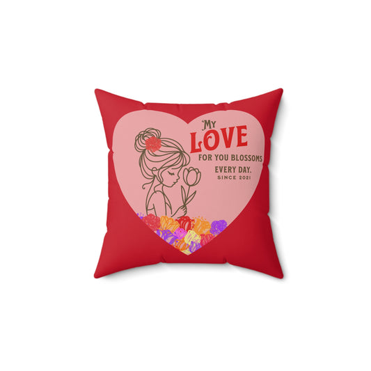 Blossoming Love Decorative Floral Pillow