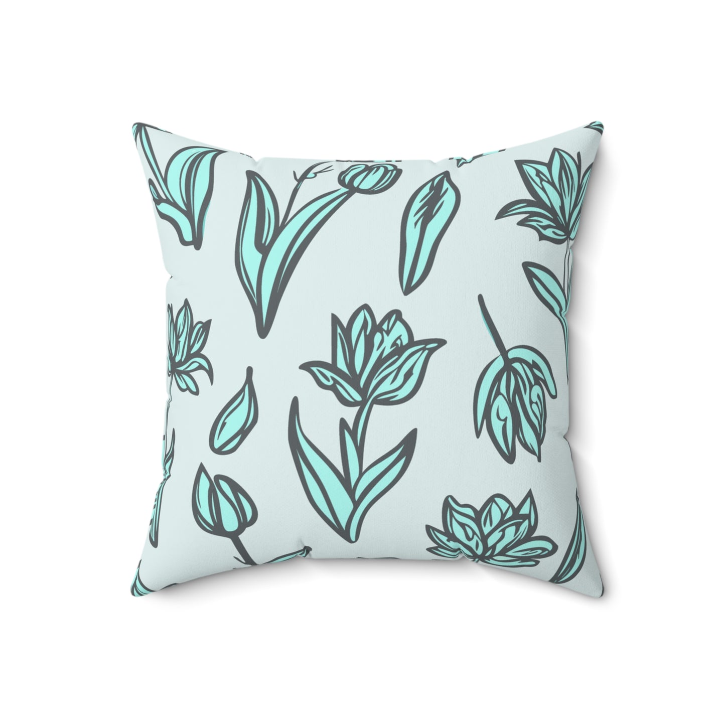Chic Square Pillow Featuring Fringed Parrot Tulip Pattern
