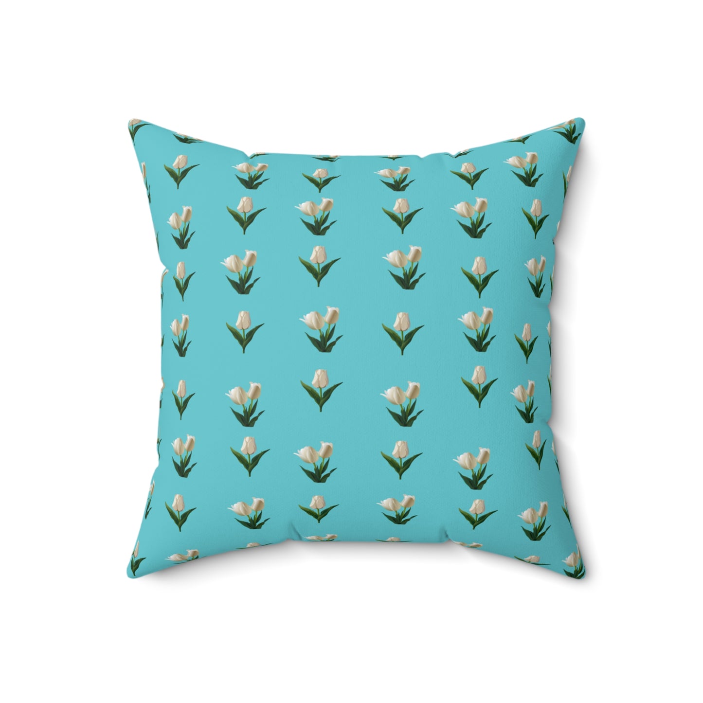 Turquoise Tulip Spun Polyester Square Pillow