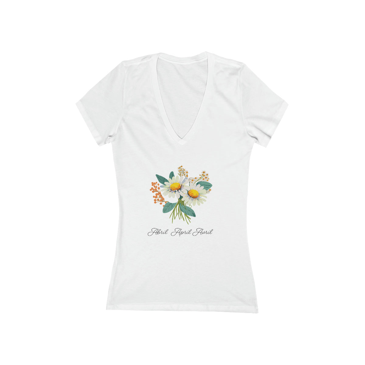 Flirty  Woman Tee April Birthday Flower Daisies