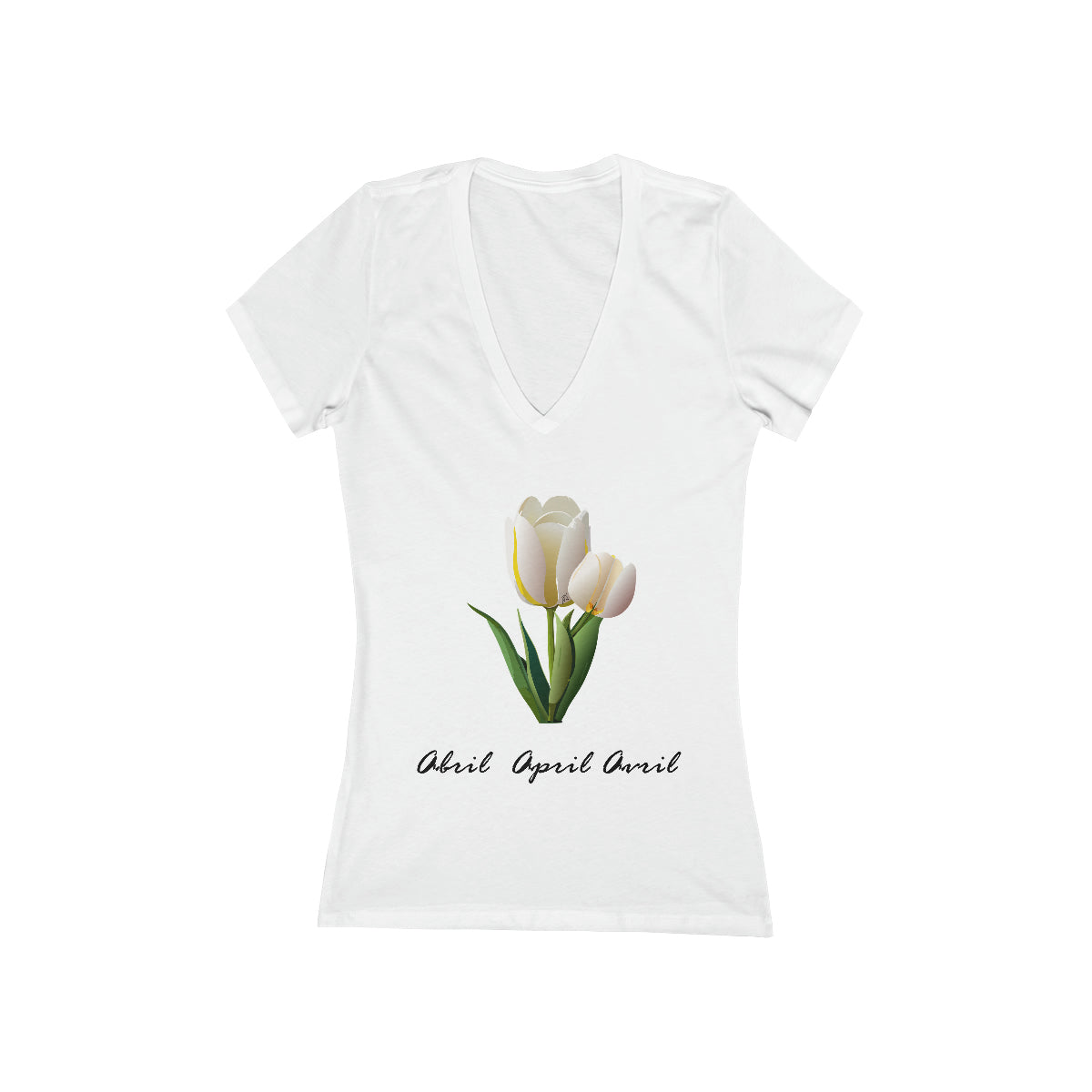 Flirty Women Tee April Seasonal Flower White Tulip