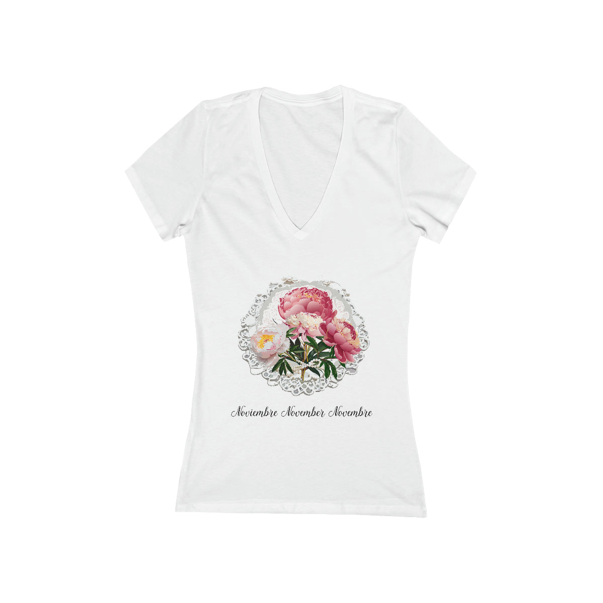 Flirty Women Tee November Birthday Flower Peonies