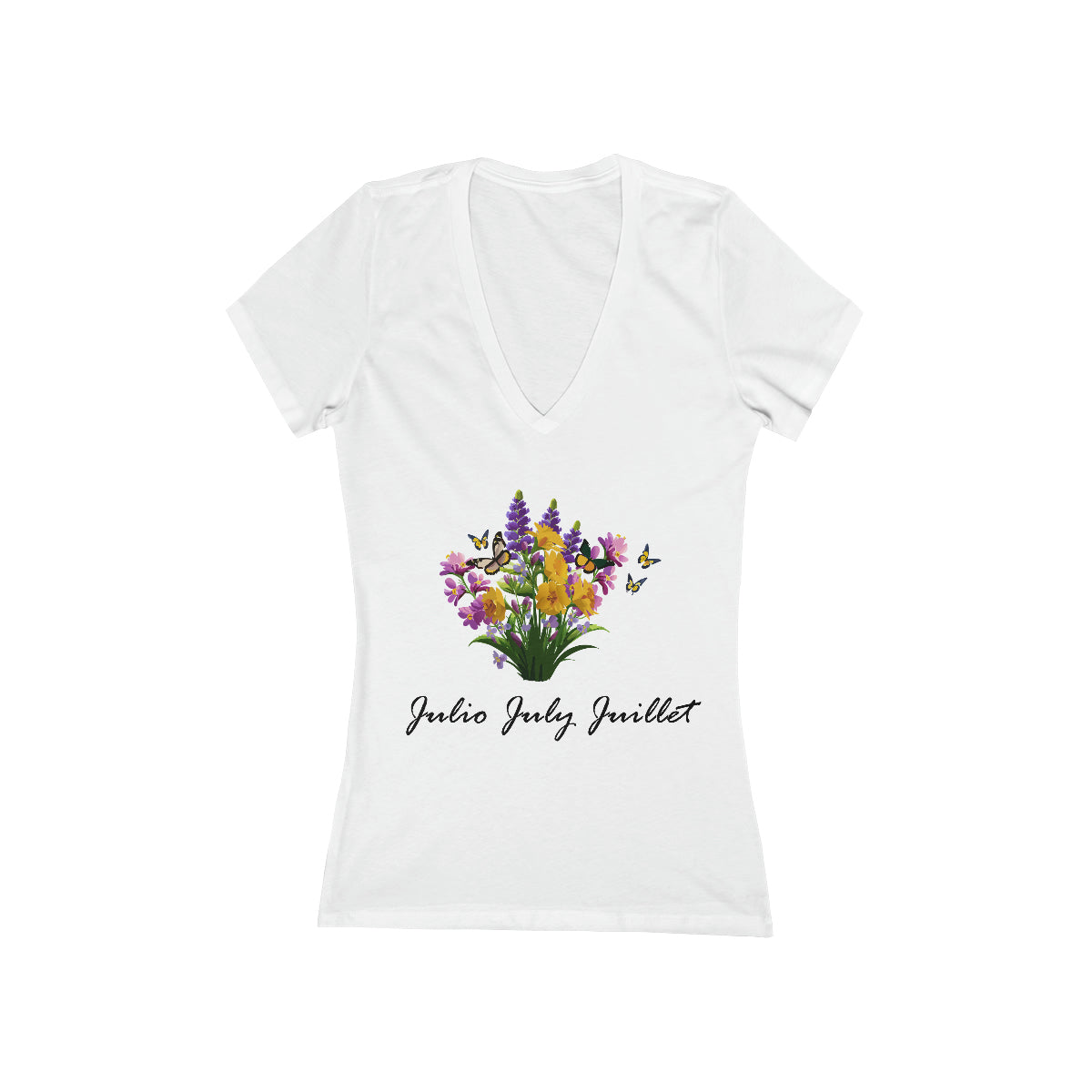 Flirty Women Tee July Birthday Flower Larkspur