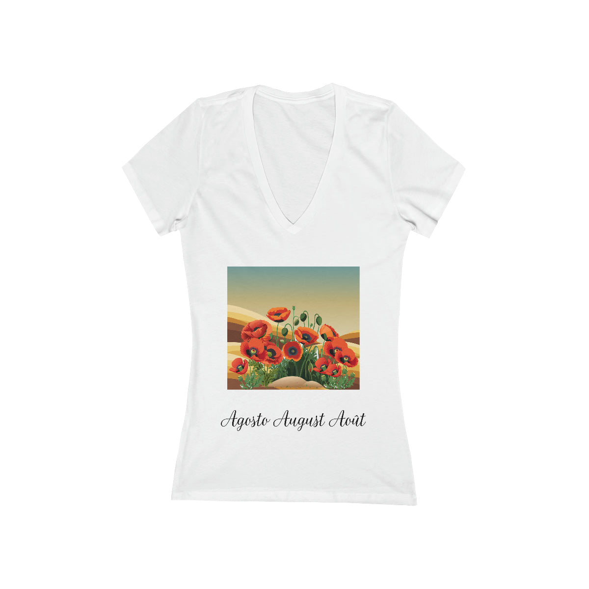 Flirty Women Tee August Birthday Flower Poppy