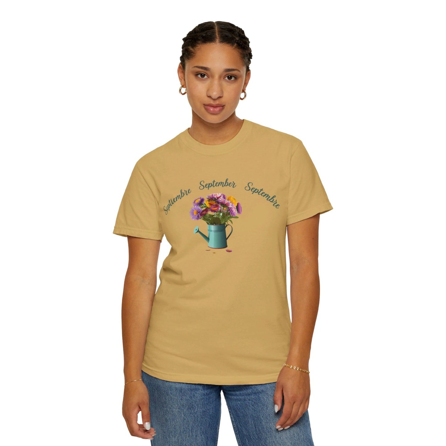September Inspired Floral T-Shirt Featuring Aster Flowers
