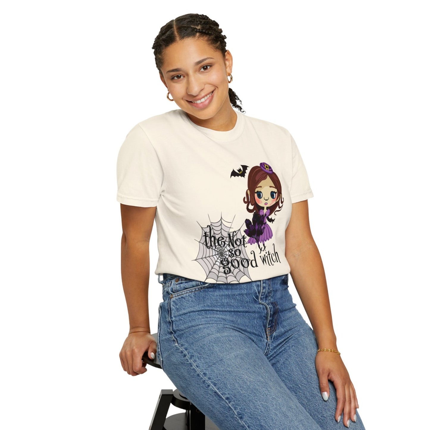 Vintage Inspired Halloween T-Shirt Featuring A Naughty Witch