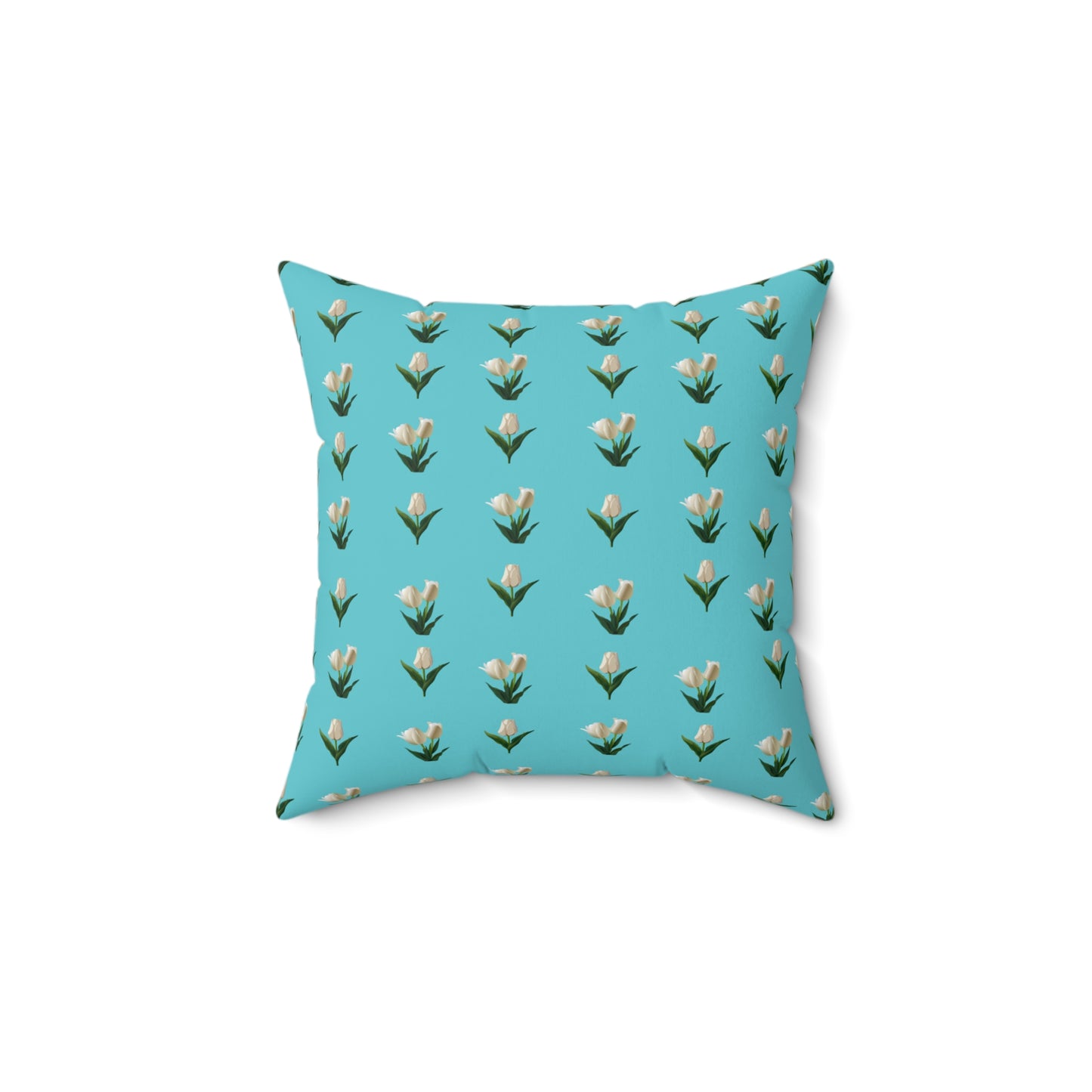 Turquoise Tulip Spun Polyester Square Pillow