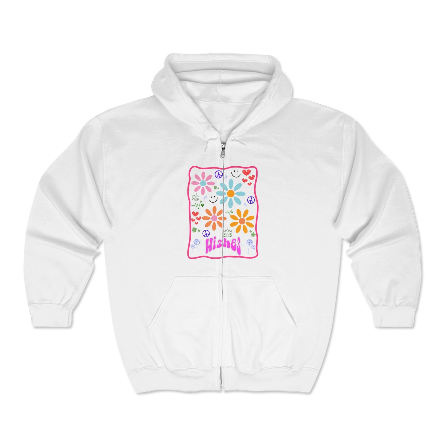Wishes Collection Heavy Blend™ Full Zip Hooded Sweatshirt (in White)