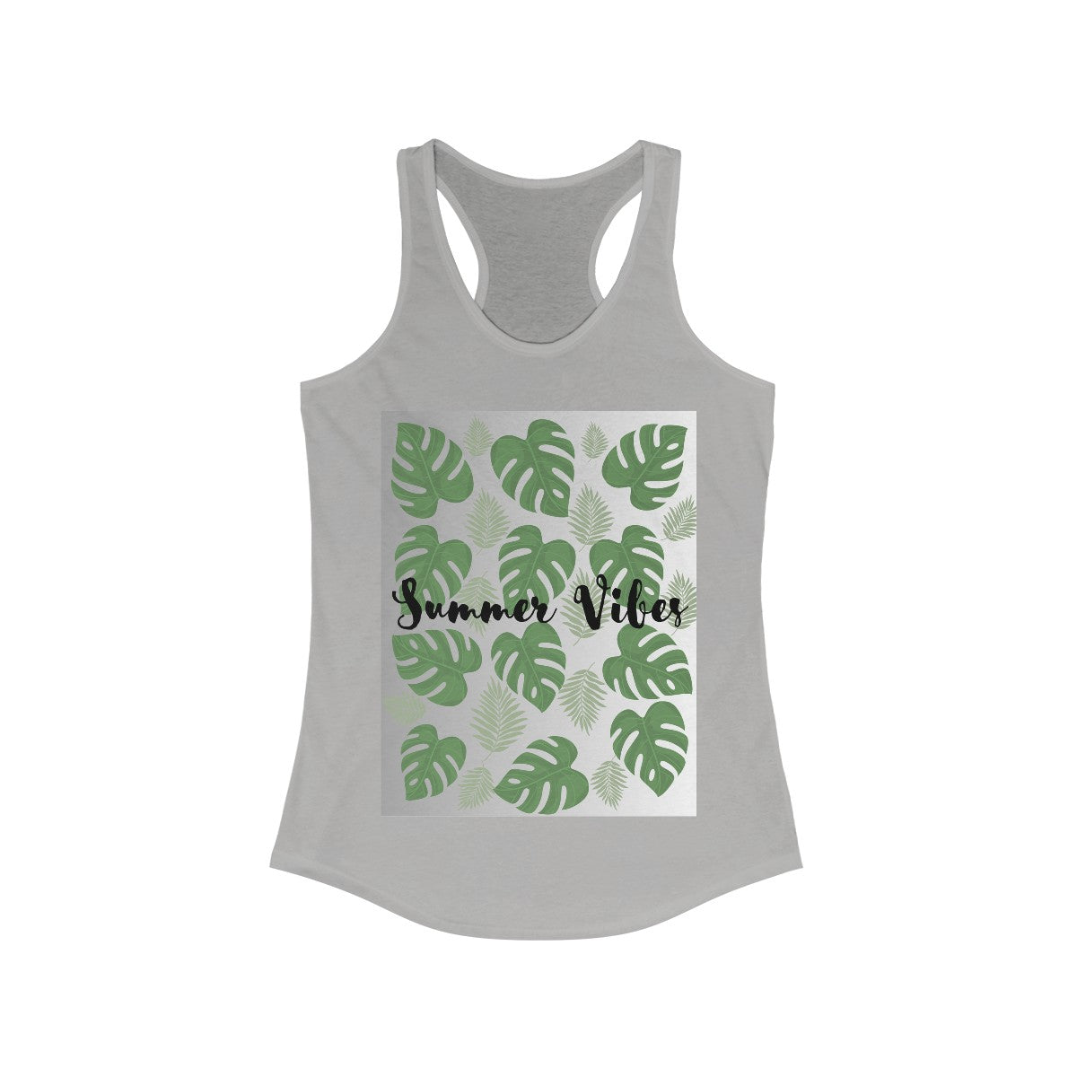 Summer Vibes Ideal Racerback Tank in Heather Grey