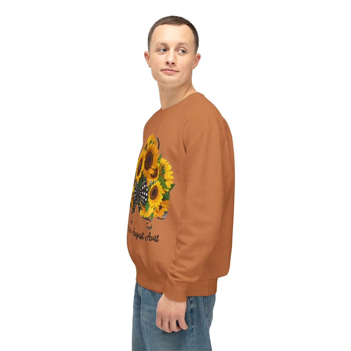 August Inspired Floral Sweatshirt Featuring Sunflowers Bouquet