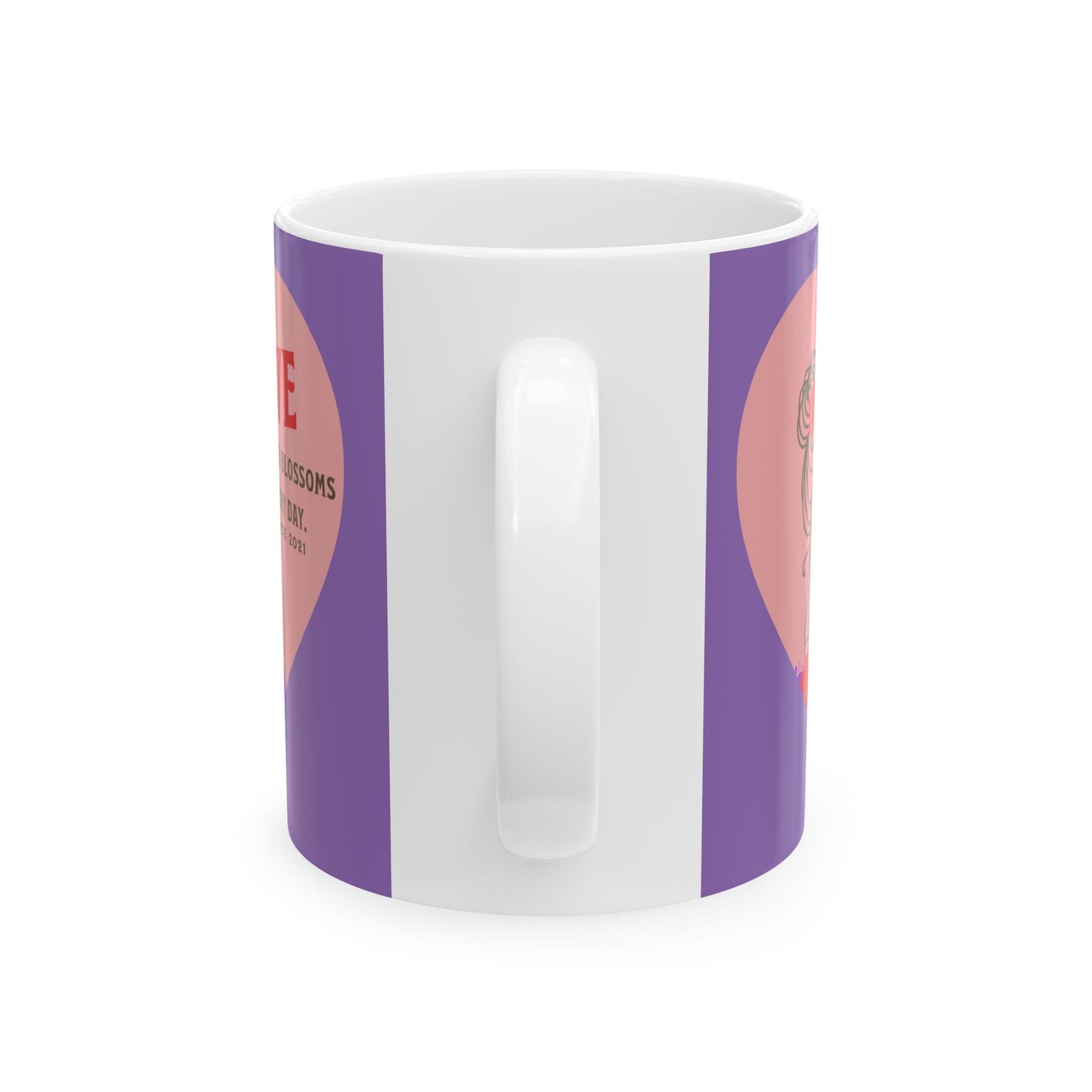 Blossoming Love Collection Ceramic Mug in Purple, (11oz, 15oz)