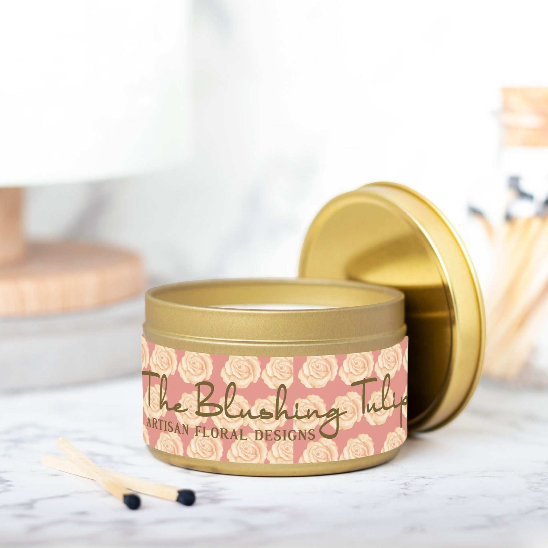 Housed in a sophisticated gold-colored tin and adorned with a unique vintage rose patterned label, this candle is a perfect blend of elegance and nostalgia.