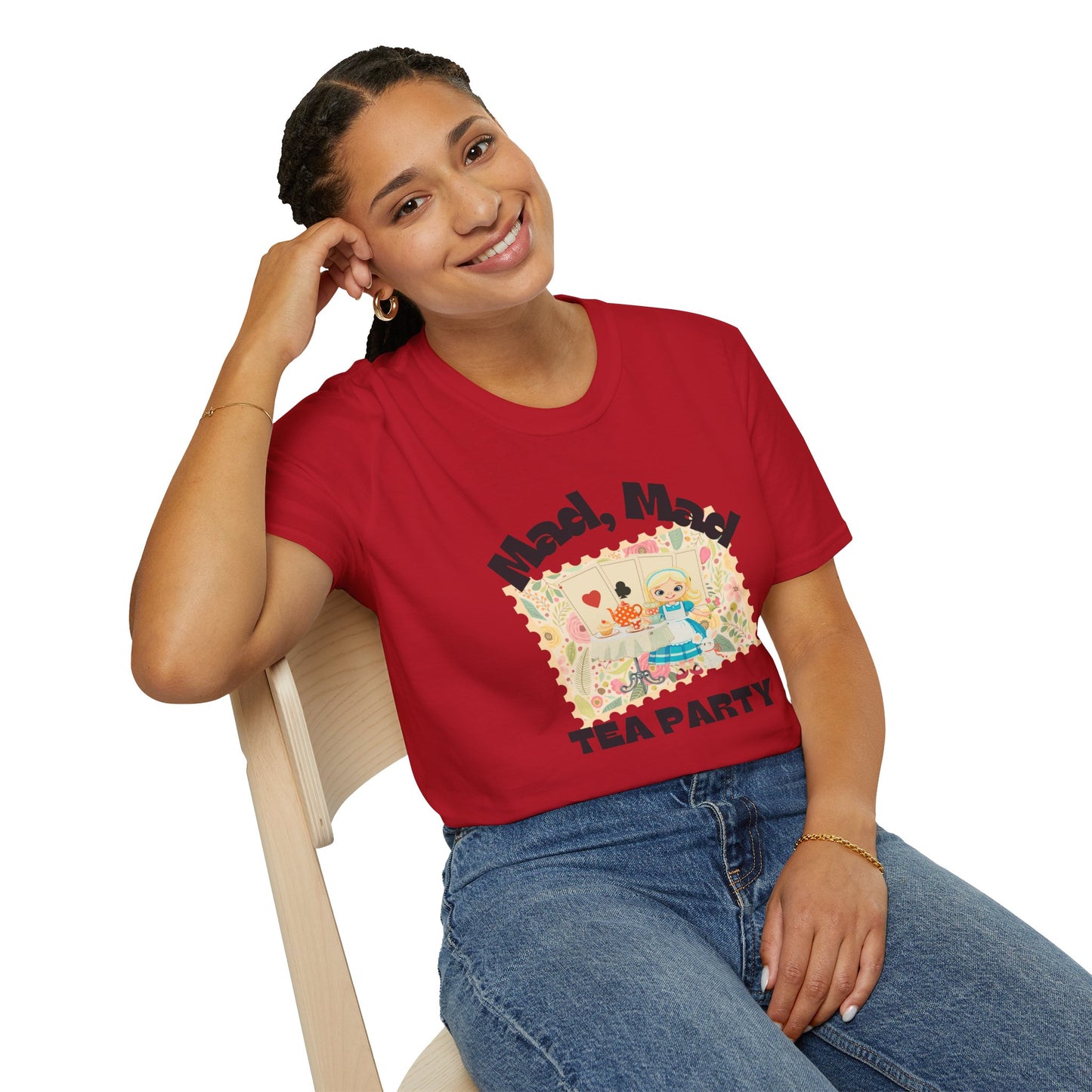 Mad, Mad Tea Party Unisex Softstyle T-Shirt - Fun & Whimsical Design for Kids Parties