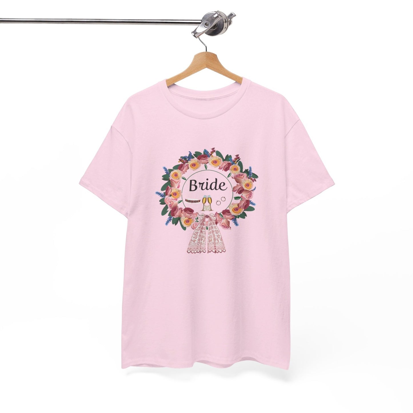 Bride Floral Wreath Heavy Cotton Bachelorette Party Tee