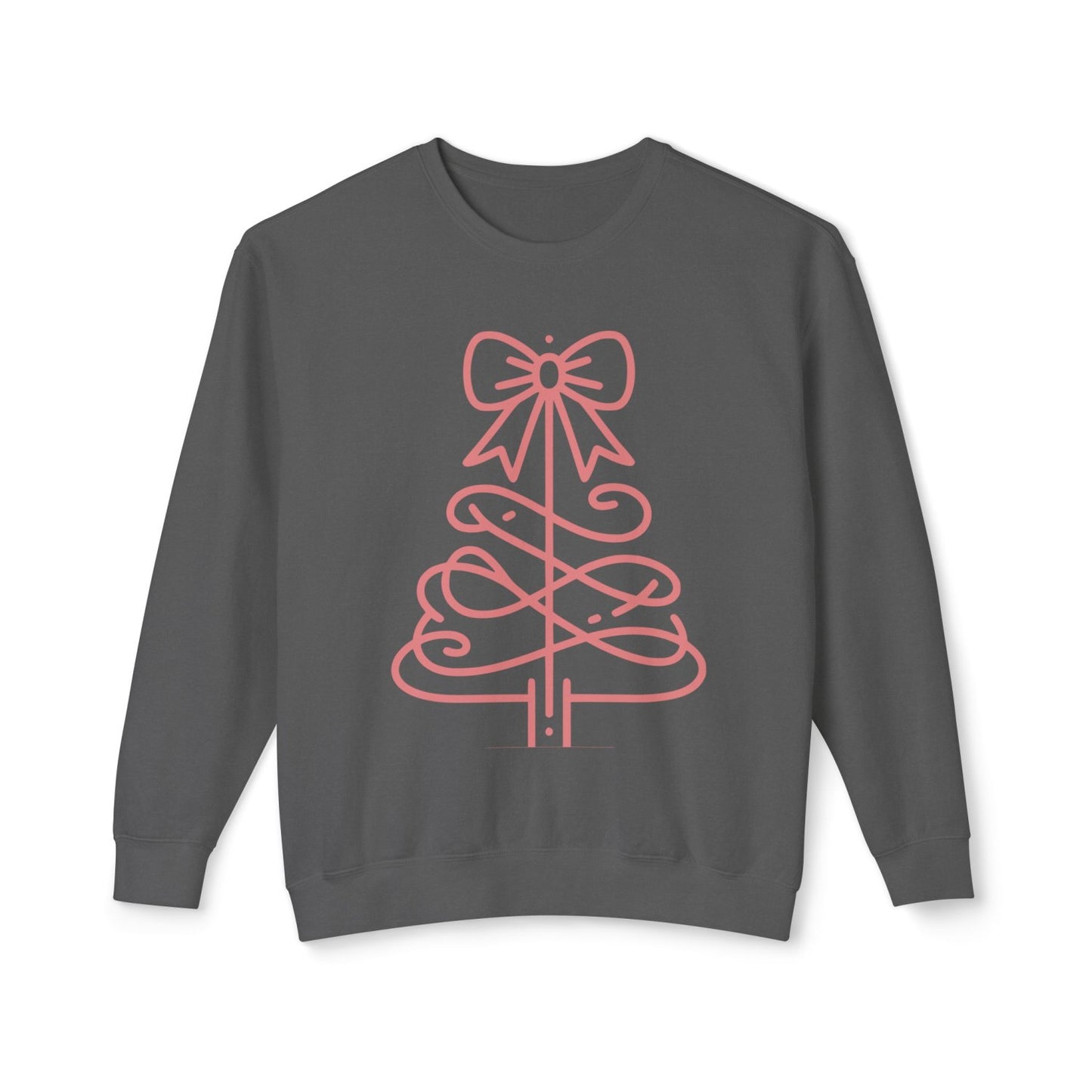 Cozy Sweatshirt with Coquette Inspired Bow Topped Christmas Tree