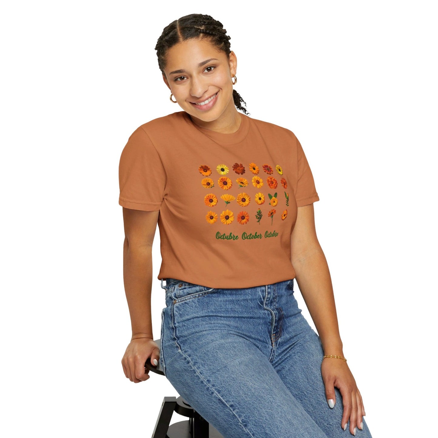 October Inspired Floral T-Shirt Featuring Marigolds