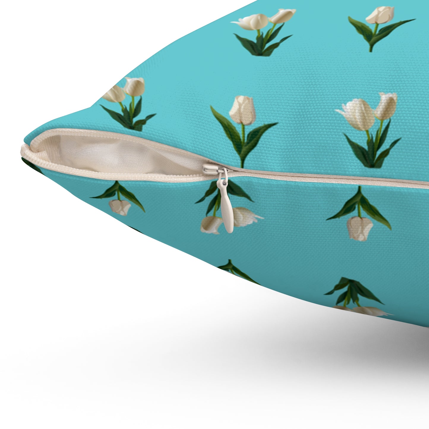 Turquoise Tulip Spun Polyester Square Pillow