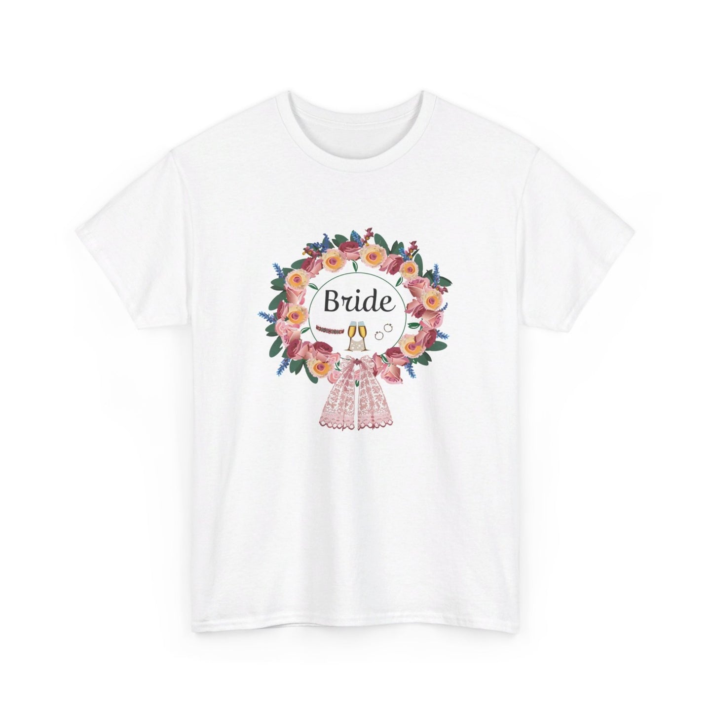 Bride Floral Wreath Heavy Cotton Bachelorette Party Tee