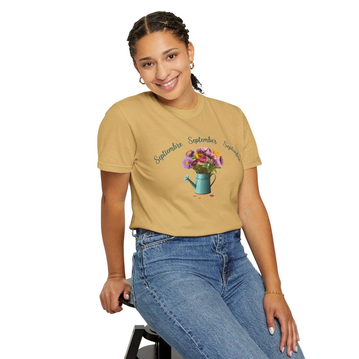 September Inspired Floral T-Shirt Featuring Aster Flowers